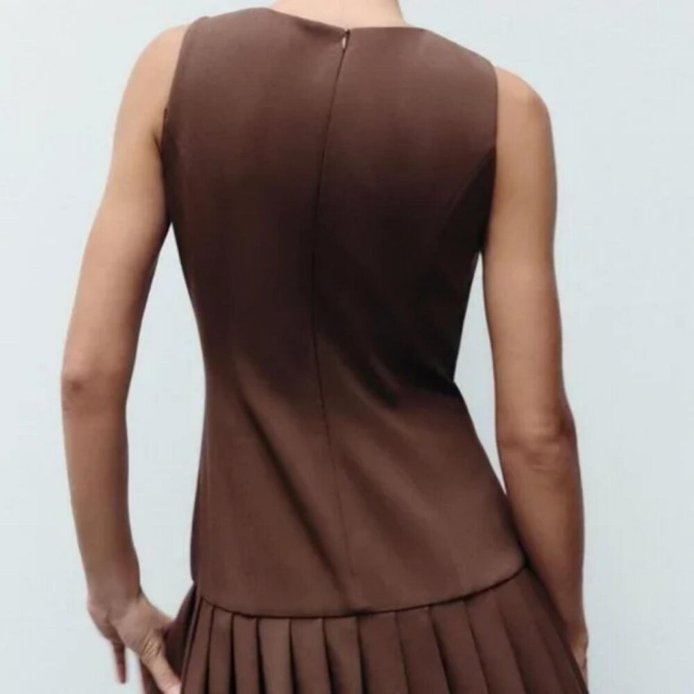 ZARA BOX PLEAT MINI DRESS - Picture 3 of 6